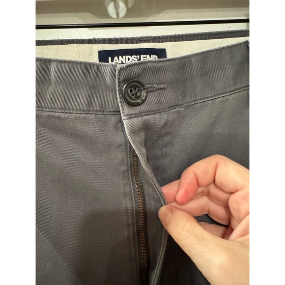 Lands End Mens Tailored Fit Chino Pants Gray 100% Cotton Trousers Size 37 448189 - Picture 3 of 11